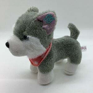 BATTAT Glitter Girls Plush Husky Dog Toy Purple Ears Pink Bandana Stuffed Animal